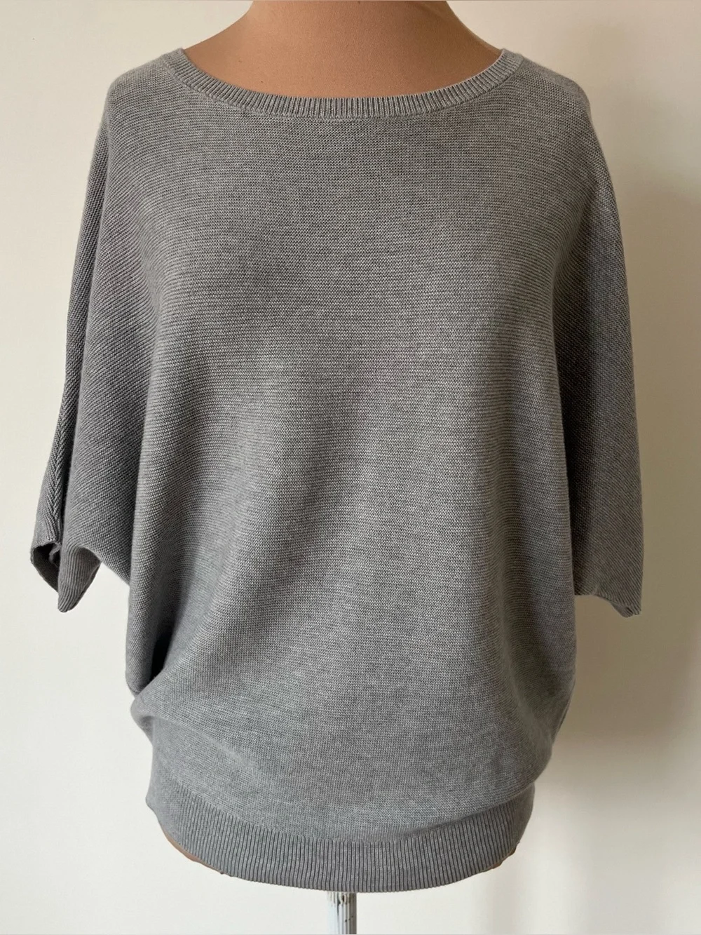 Quince Lightweight Cotton Cashmere Link-Stitch Dolman Heather Grey Sweater NWT S - Picture 7 of 16